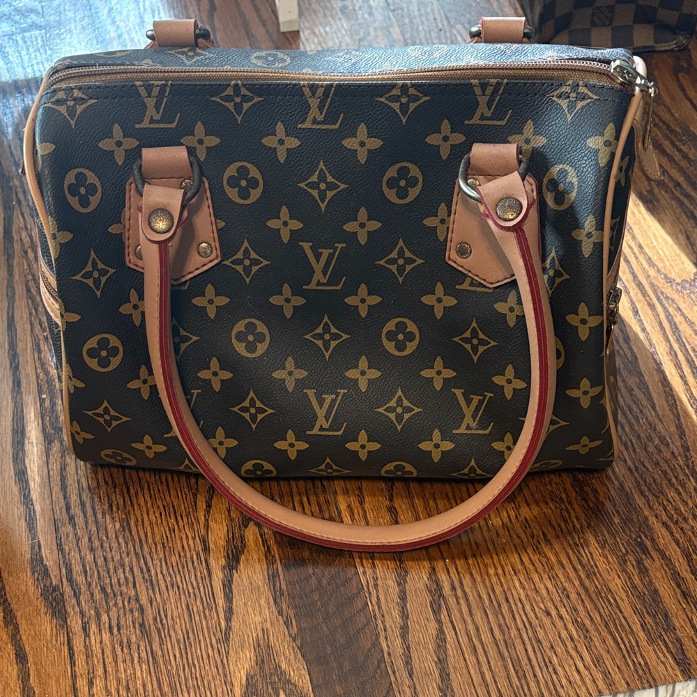 Brown Monogram Satchel vegan leather